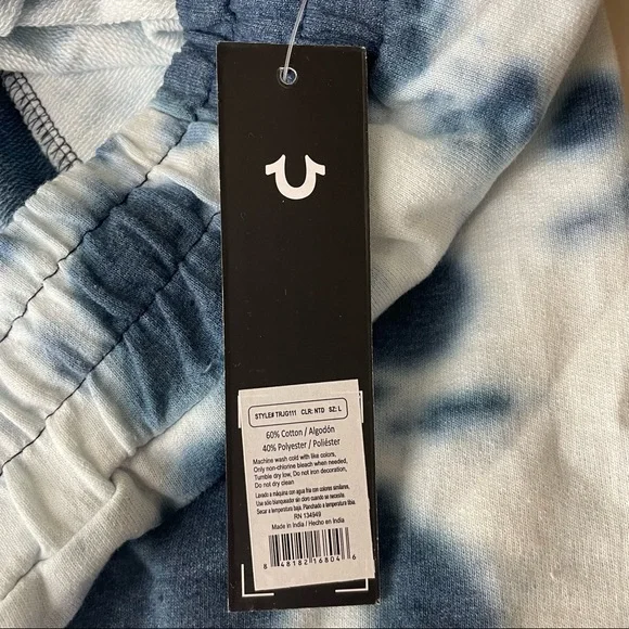 TRUE RELIGION NWT LOUNGE WEAR TIE DYE BLUE JOGGER SWEATPANTS LARGE - Picture 5 of 6